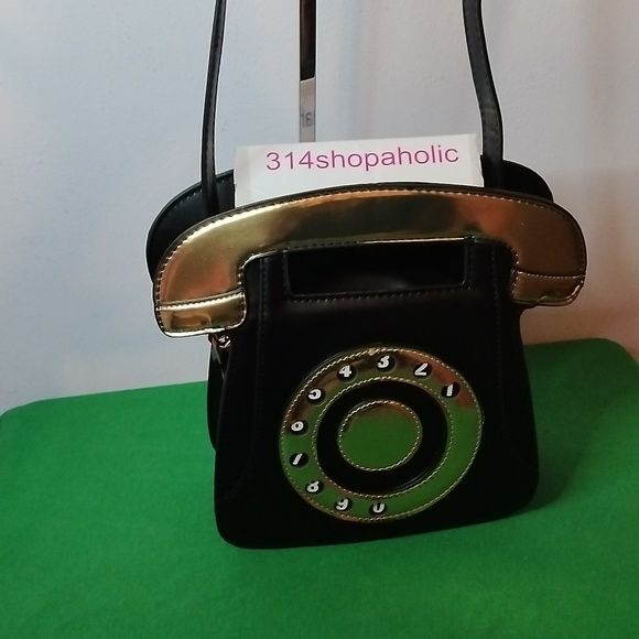 Black / Gold Telephone Purse With Removable Strap - Picture 7 of 9